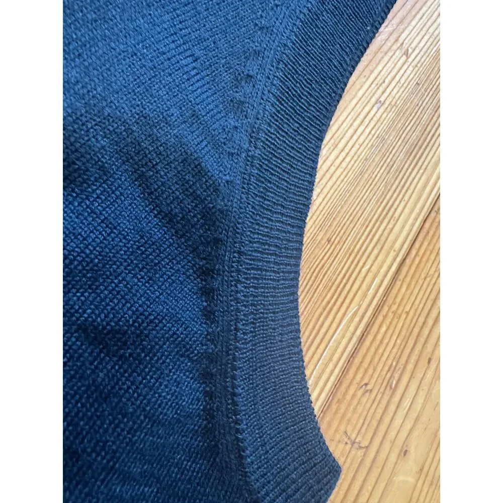 Alan Flusser Merino Wool Sweater Vest XL Black Classic V-Neck Preppy